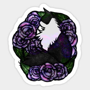 Tuxedo Cat Roses Sticker